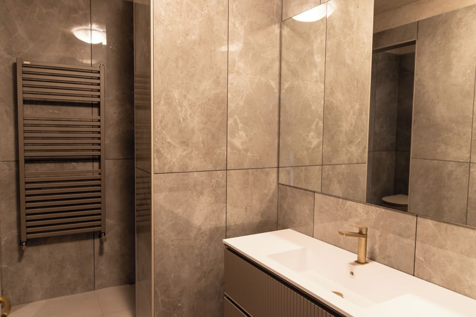 Shower, hair dryer, slippers, bidet