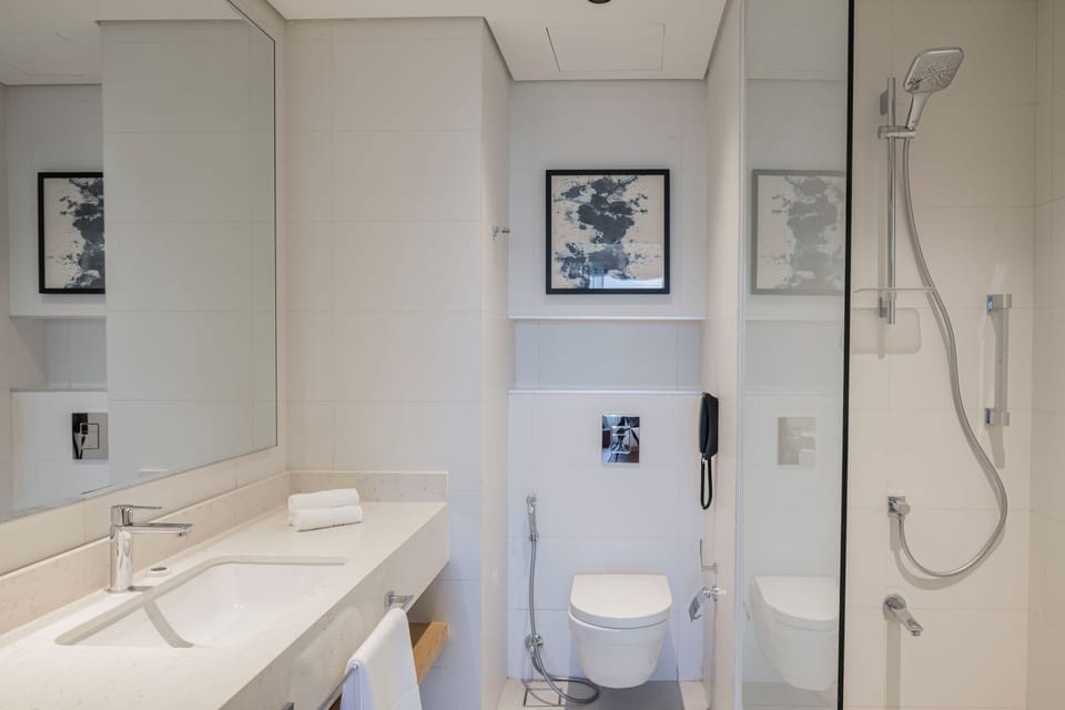 Hair dryer, bathrobes, slippers, bidet
