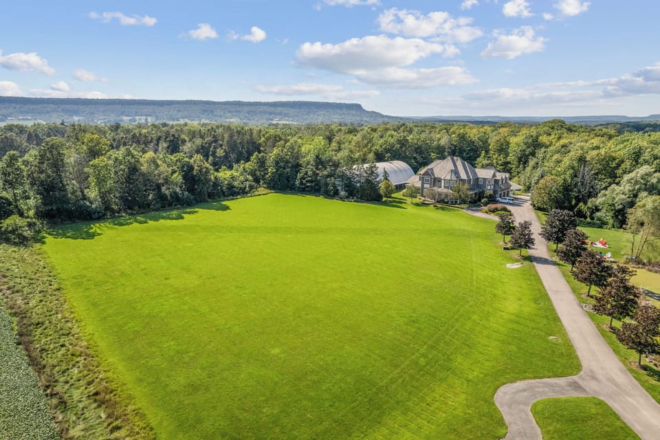 4 acre from lawn, football, soccer, baseball, frisbee golf, volley ball 