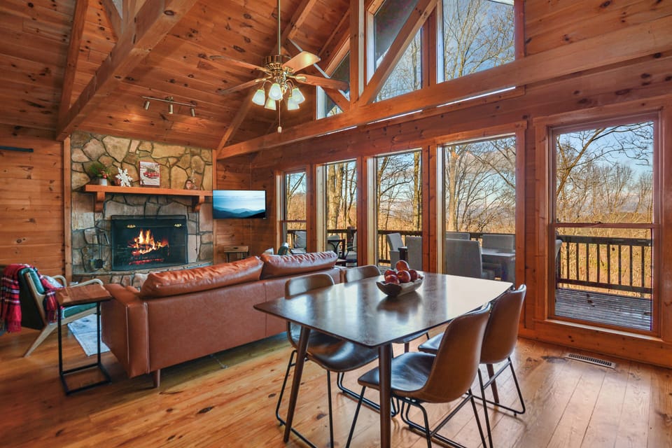 Upstairs dining room; open concept.