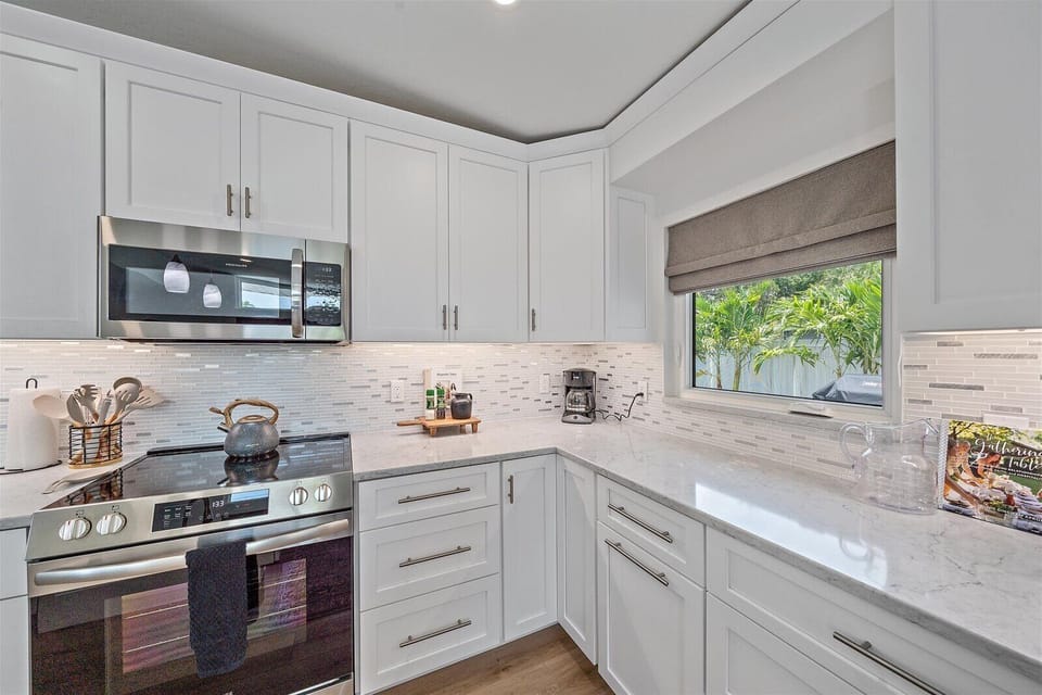 Thanks to tons of countertop space and a dishwasher, cooking (and cleaning up) is a breeze!