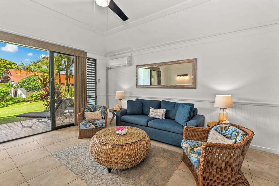 Living room with queen sleeper sofa