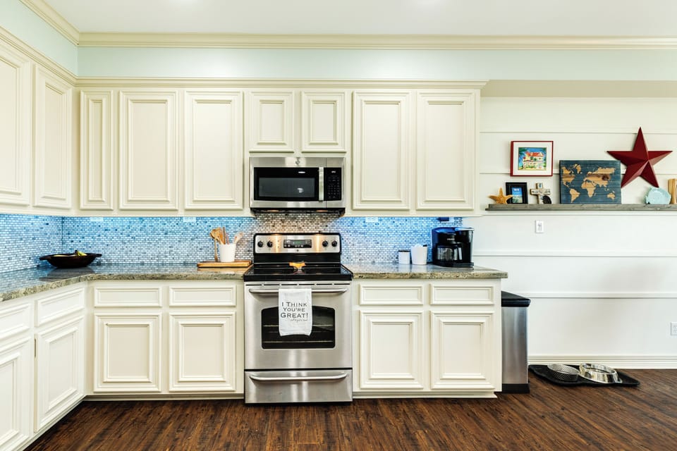 Stainless steel appliances and plenty of counter space