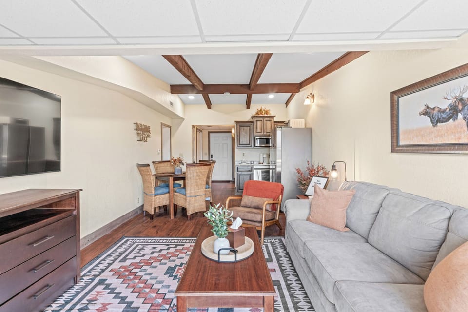 Main living area - entrance, kitchenette, dining & living