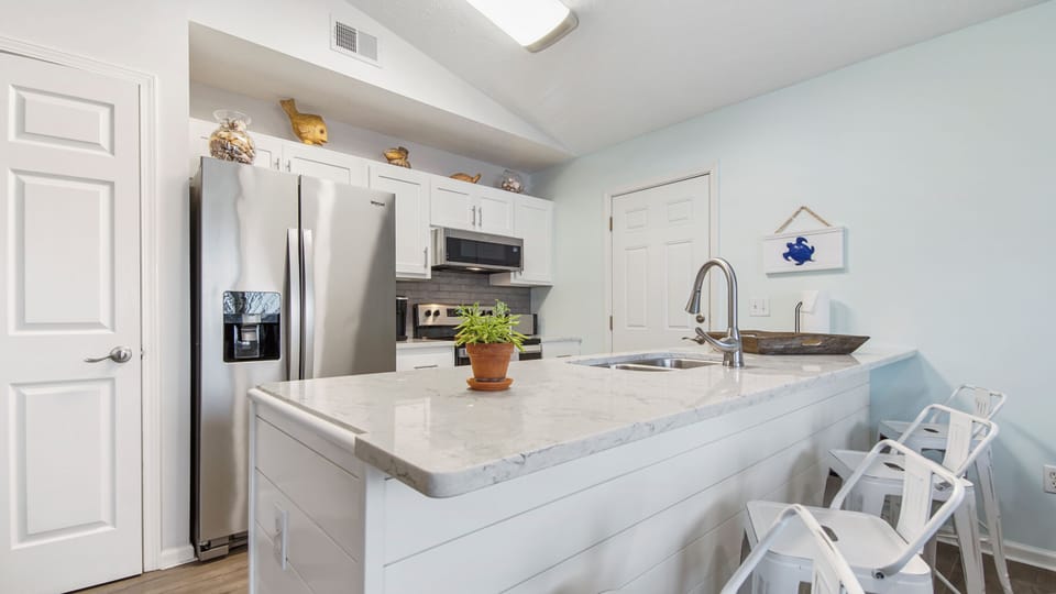 You will have all new appliances and a fully stocked kitchen (settings for 8).