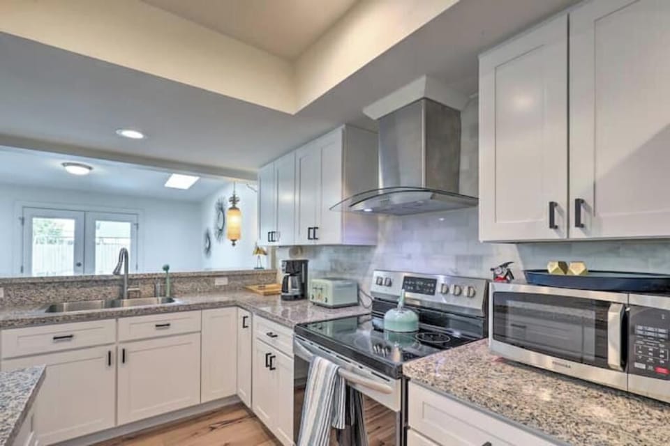 Fully stocked kitchen for making meals at home.