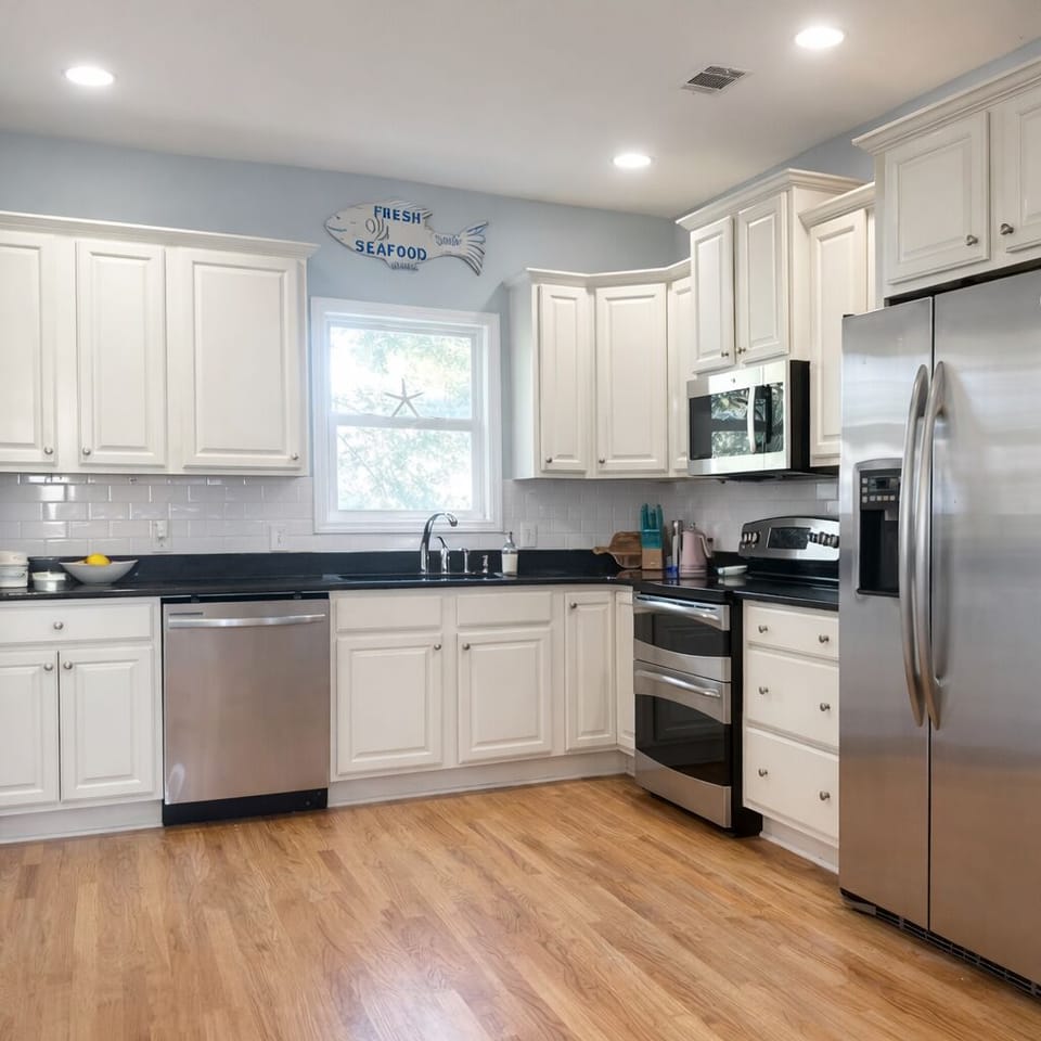 The open to kitchen to living is the perfect set up for entertaining.