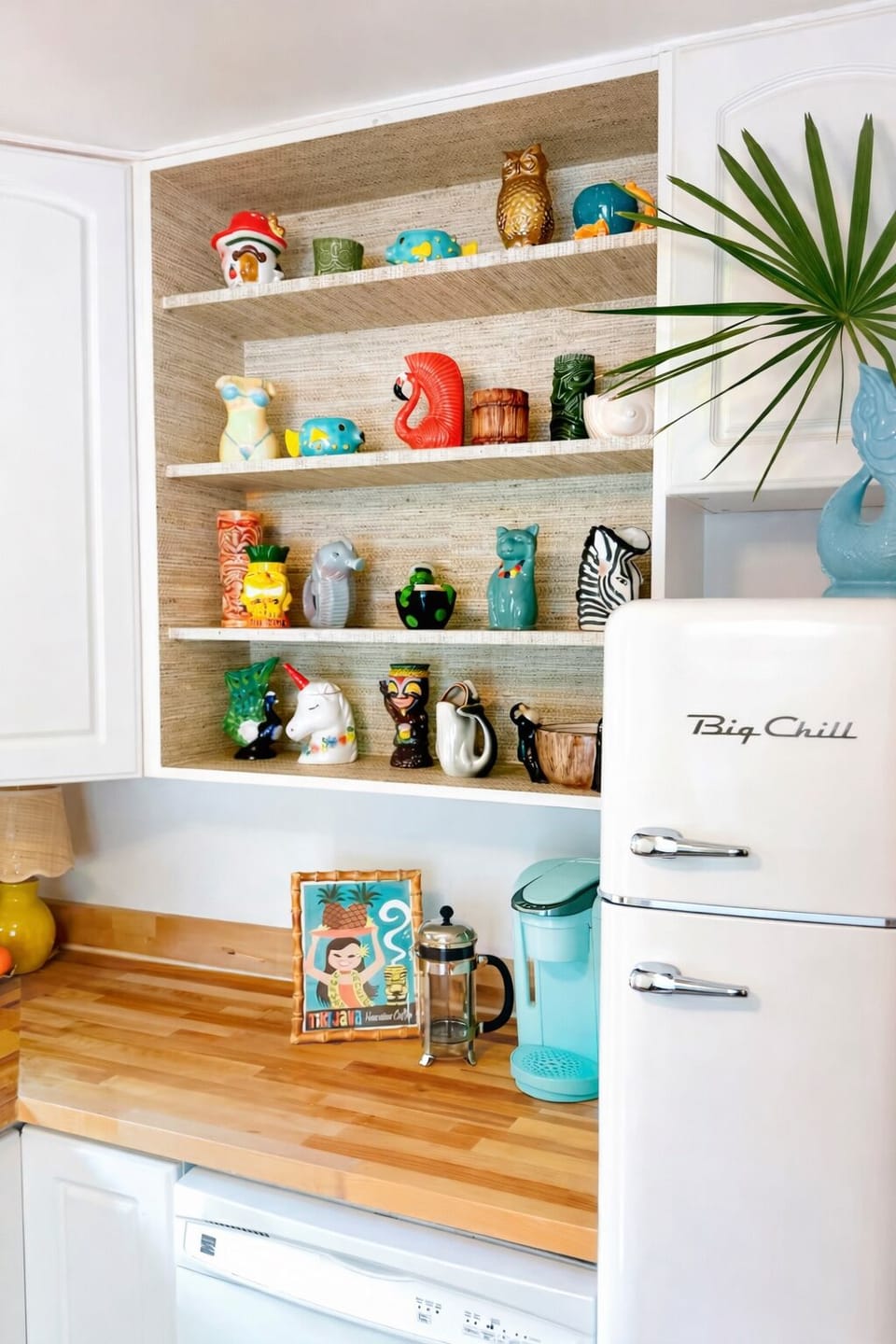 A notable collection of tiki mugs, each one a small piece of art. 