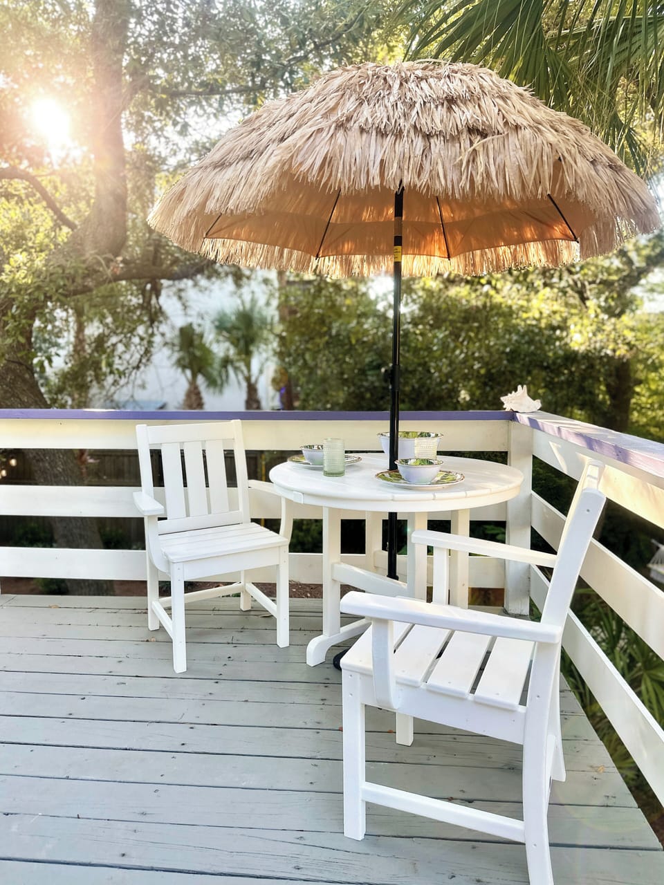 Dine alfresco on the upper deck complete with a touch of tropical charm.