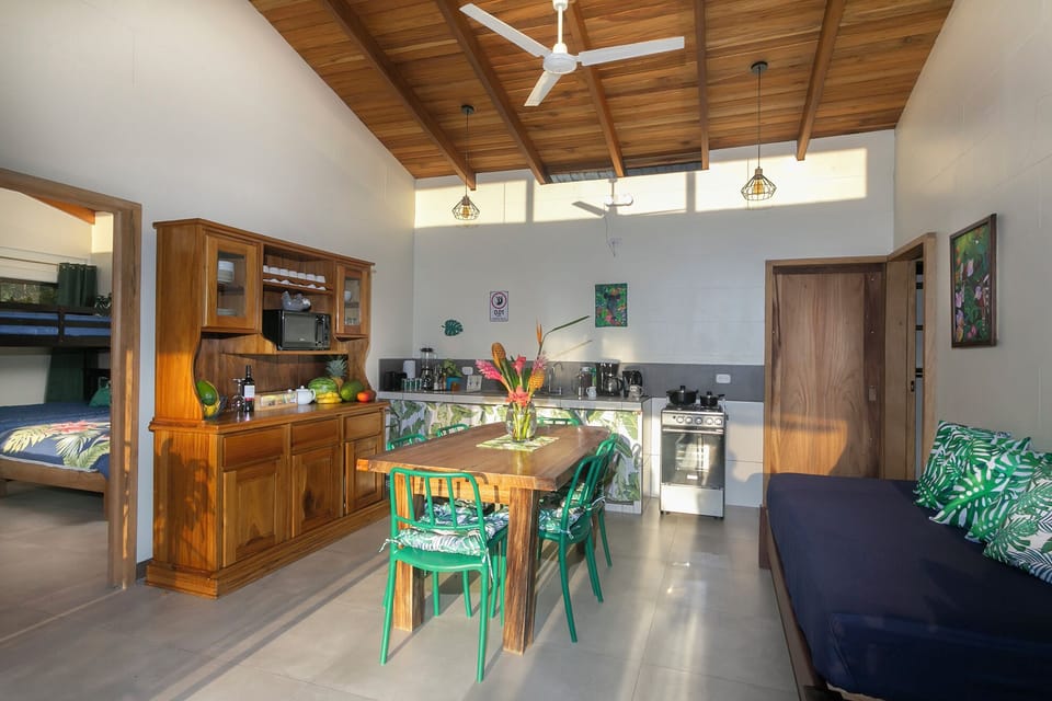 Family Cottage, Kitchen, Garden View | Private kitchen | Microwave, oven, stovetop, cookware/dishes/utensils