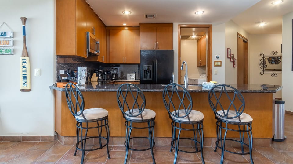 Bar stools are a fun addition to the kitchen.