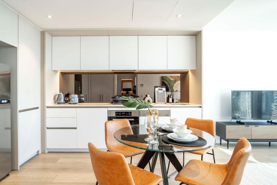 open kitchen and dining area