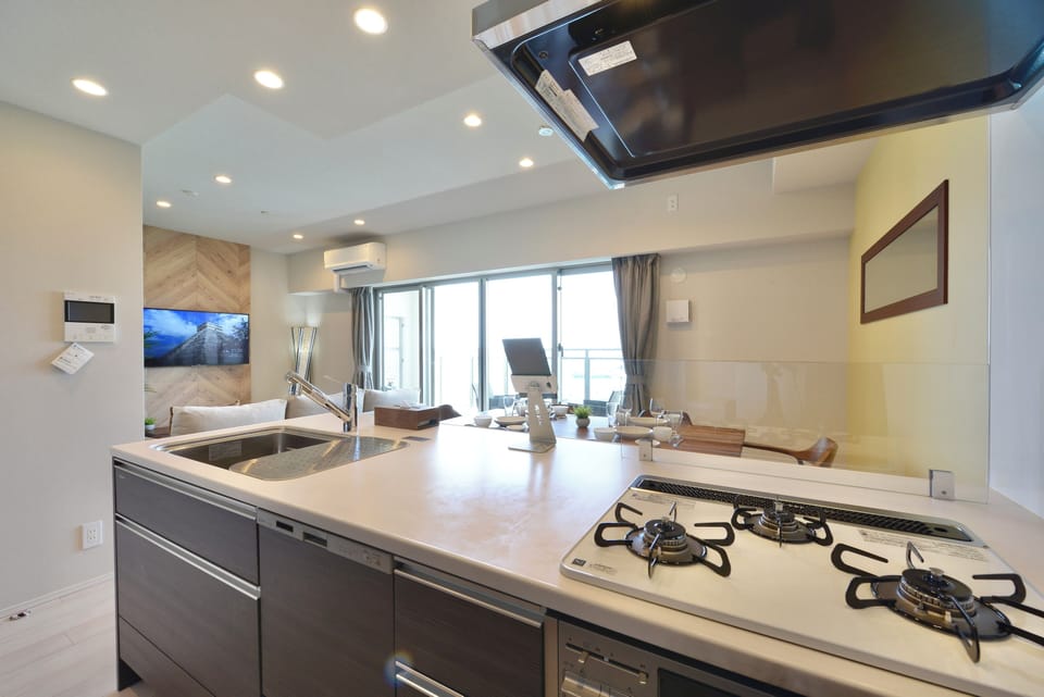 Apartment | Private kitchen | Fridge, microwave, stovetop, electric kettle