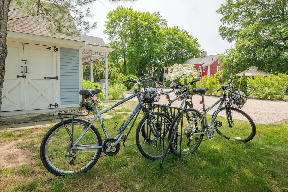We are happy to offer complimentary bikes, helmets, and locks at our three adjacent Old Mystic properties; the Denison Home, Carriage House, and Williams Home & Smith Cottage, including helmets and locks. These are shared with all guests staying at our adjacent properties and are available on a first come basis. River Road is just around the corner for a beautiful ride into downtown Mystic!