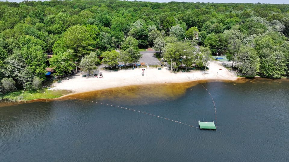 Community lake beach area.