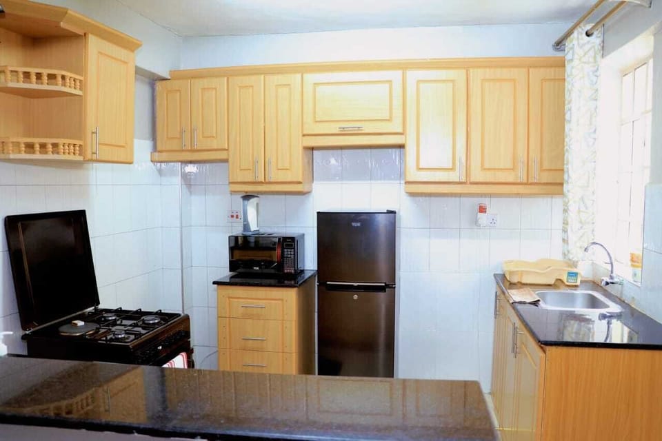 Deluxe Apartment, City View | Private kitchen | Fridge, microwave, cookware/dishes/utensils