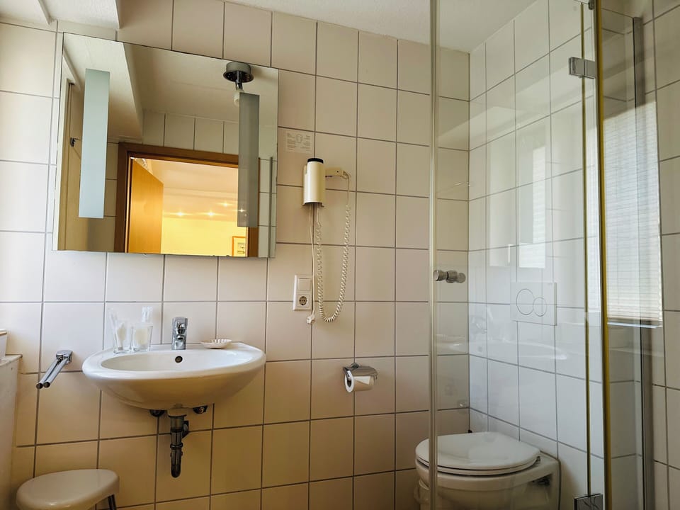 Classic Double Room, Courtyard View | Bathroom | Shower, rainfall showerhead, free toiletries, hair dryer