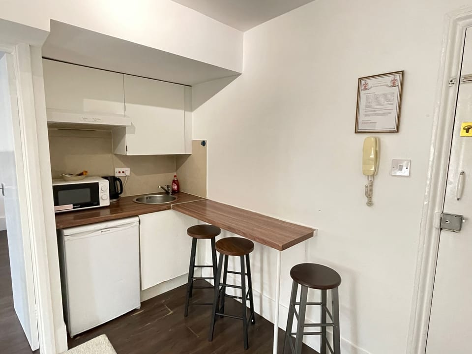 Apartment | Private kitchen | Fridge, microwave, stovetop, electric kettle
