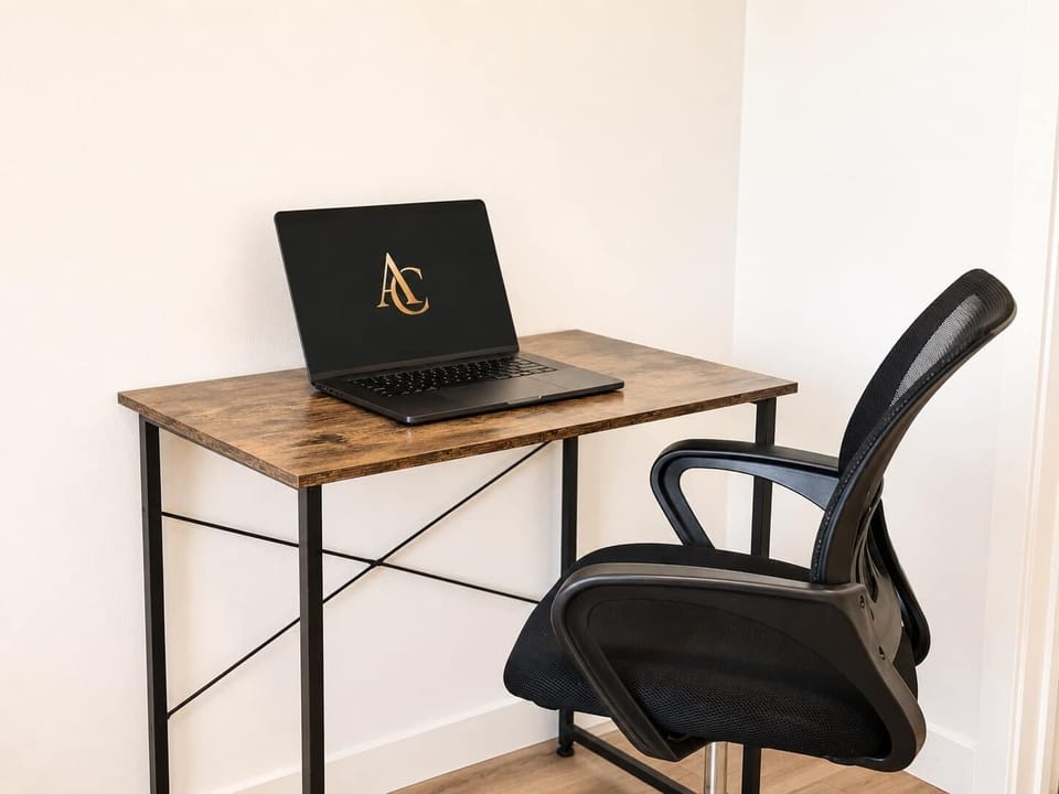 Enjoy the beautiful apartment with a dedicated workspace, complete with a private desk and ergonomic chair.