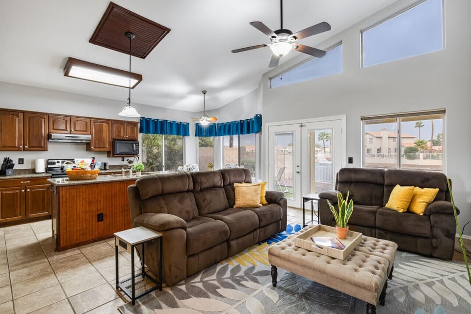 Great room and kitchen with lake views!