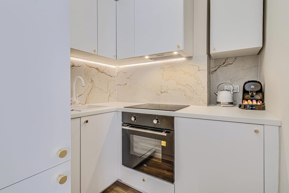 Deluxe Apartment | Private kitchen | Fridge, oven, stovetop, dishwasher