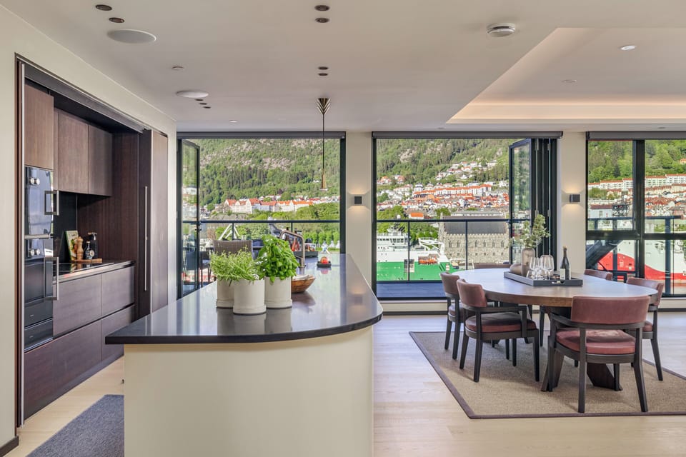 The kitchen and dining area.