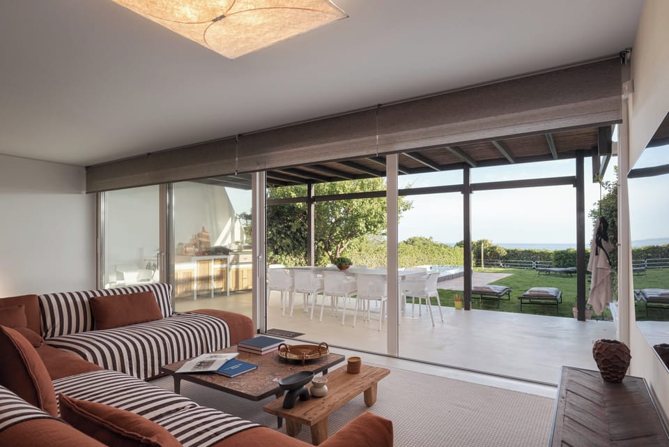 Luxury Villa, Sea View | Living area | 65-inch Smart TV with cable channels, fireplace, Netflix