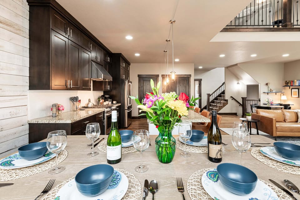 Bar stools provide extra seating at the table