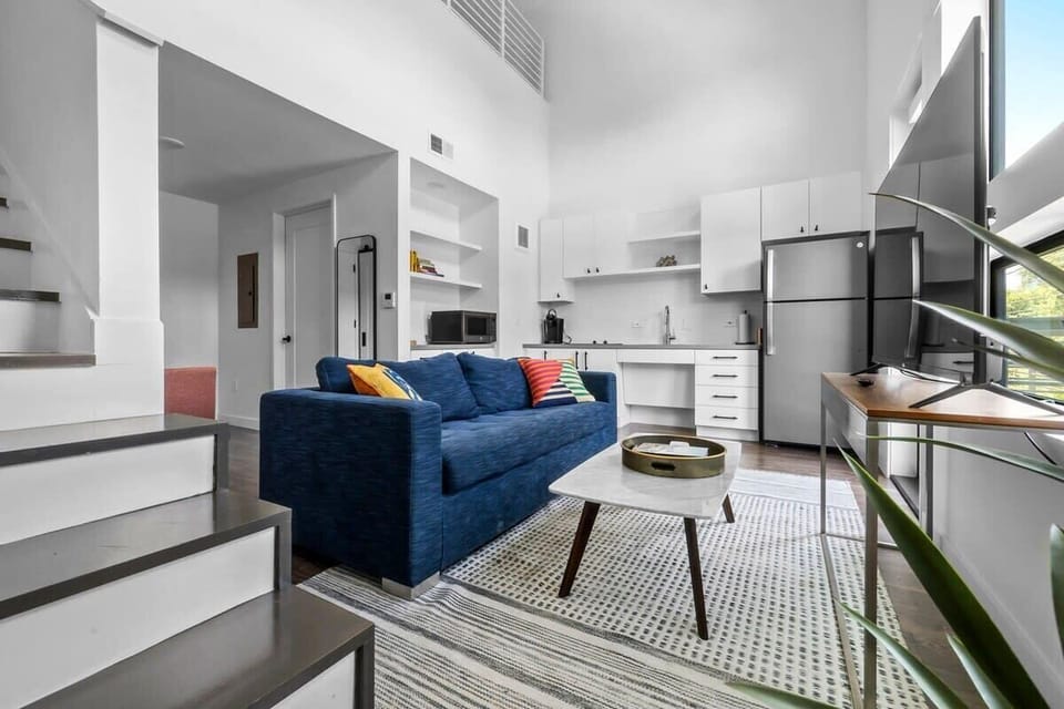 Staircase to loft and living area