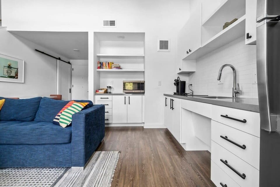 Living area and kitchenette