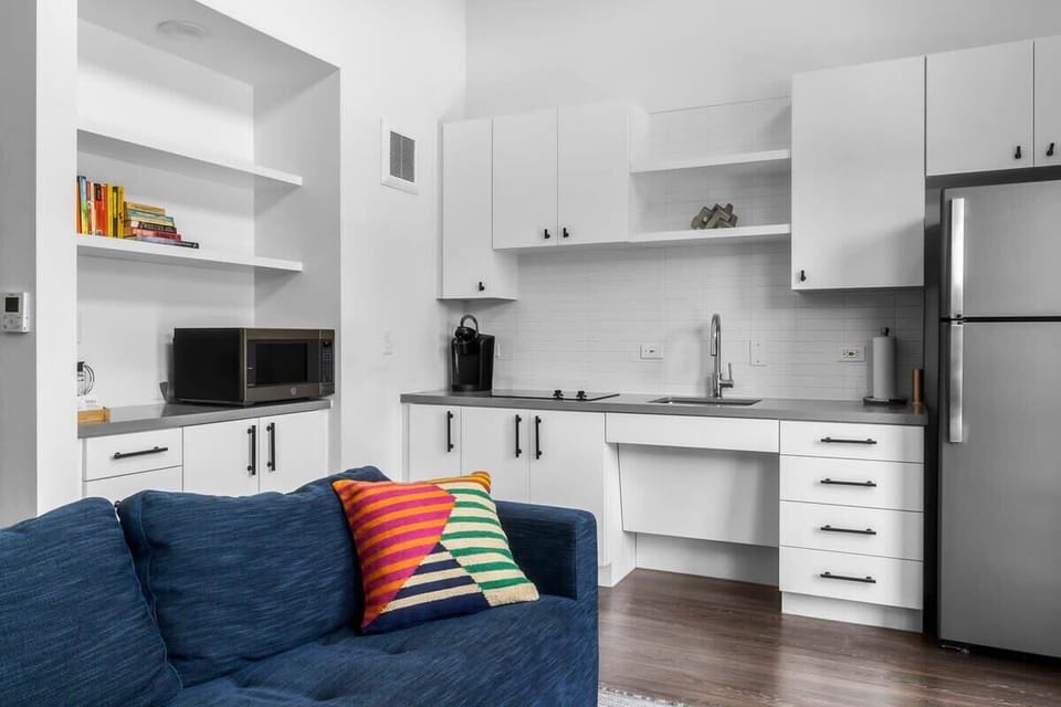 Living area and kitchenette