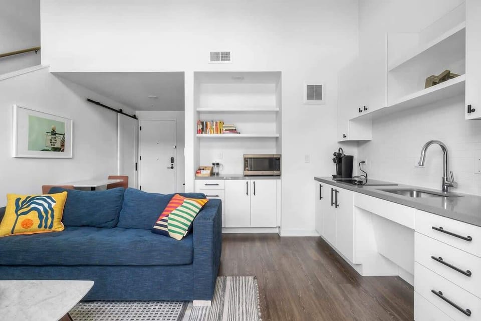 Living area and kitchenette