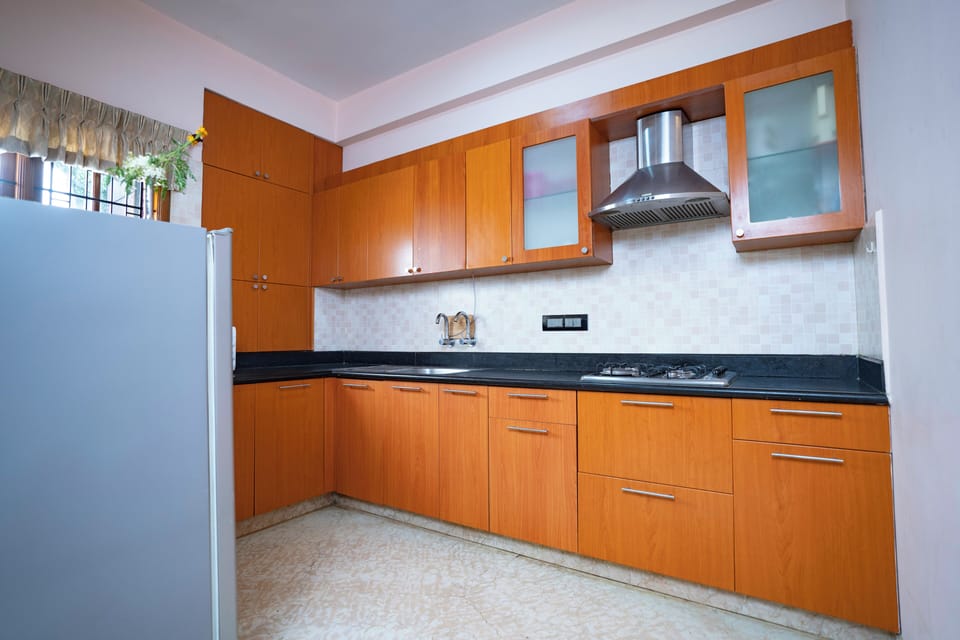 Luxury Apartment | Private kitchen | Fridge, microwave, oven, cookware/dishes/utensils