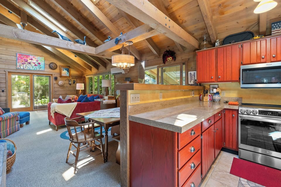 Kitchen opens up to the dining and living areas