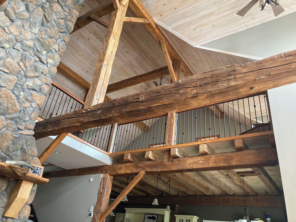 View of beams from living room.