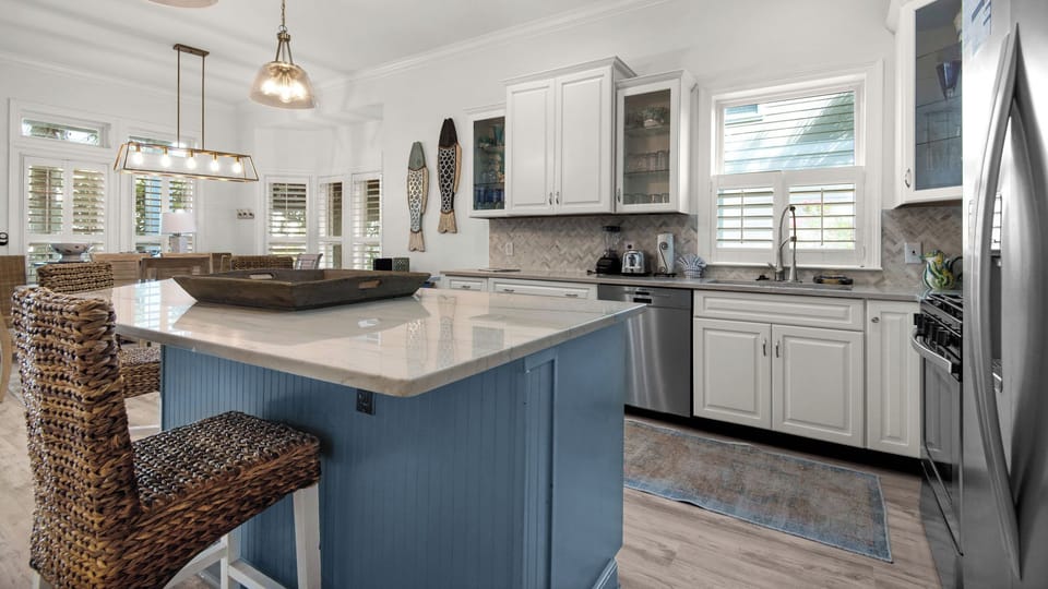 House, Multiple Beds, Patio, Garden View (Our Blue Haven) | Private kitchen | Coffee/tea maker