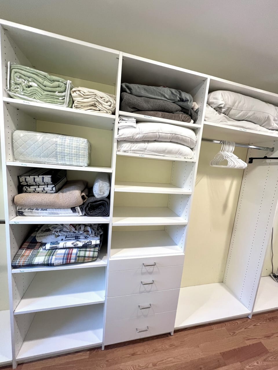 Extra sheets, blankets and other necessities