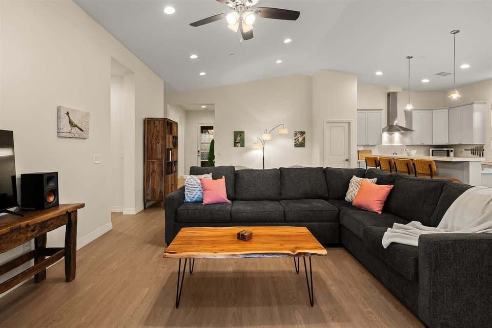 View from living area to entry way