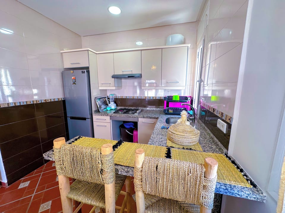 Comfort Apartment | Private kitchen | Full-size fridge, oven, stovetop, electric kettle