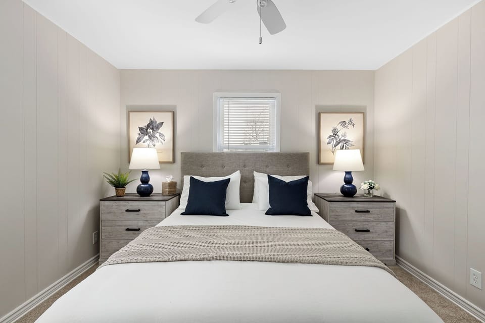 Queen bedroom on the first floor (one of two).
