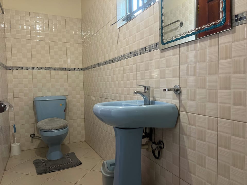 Shower, hydromassage showerhead, bathrobes, slippers