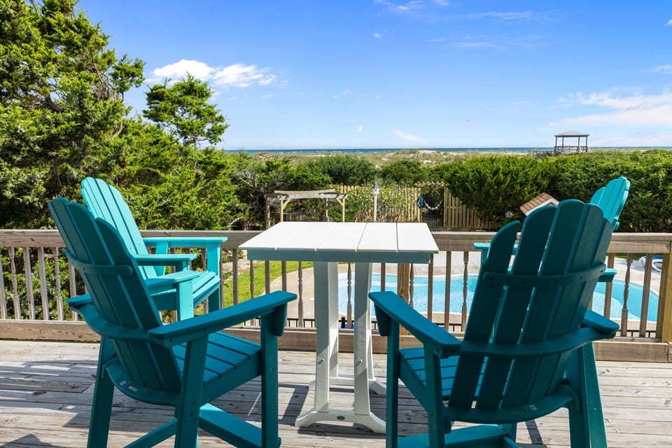 Overlooking pool from deck.