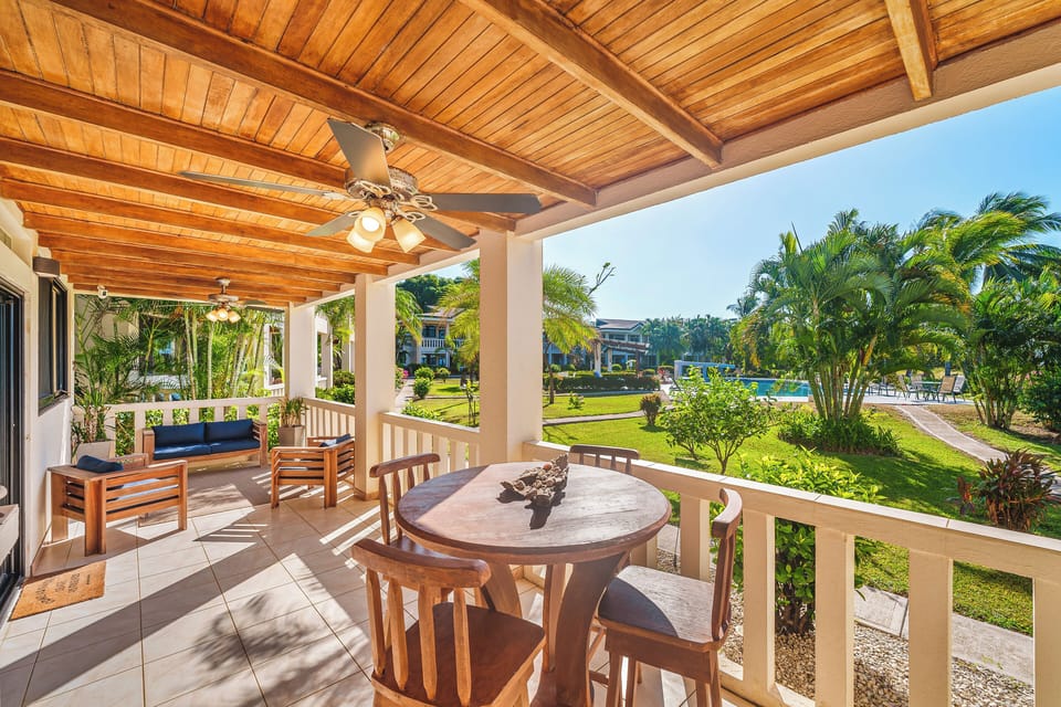 Private patio with pool view