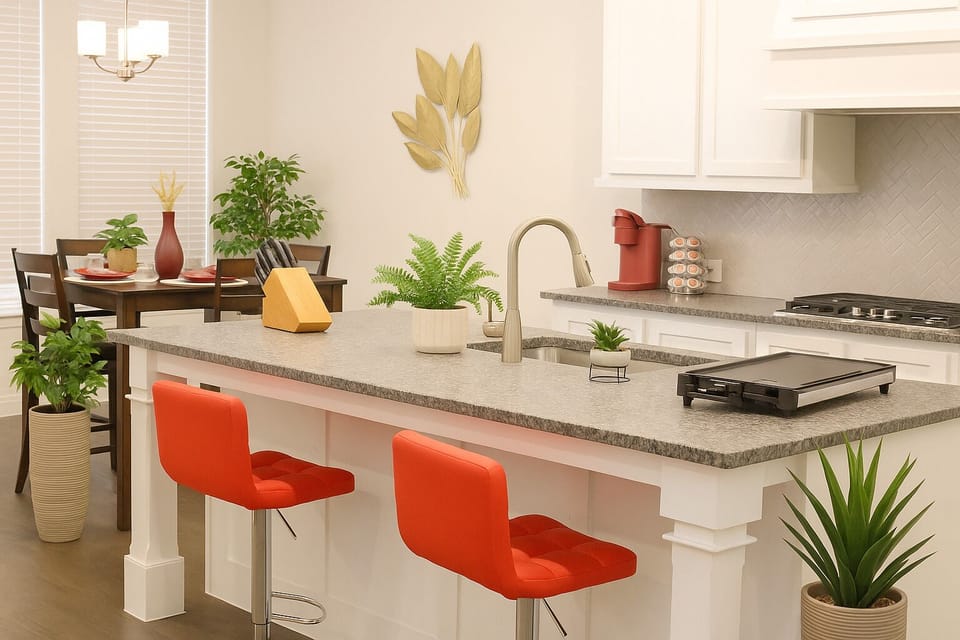 Cook, sip, chat: open island perfect for meal prep