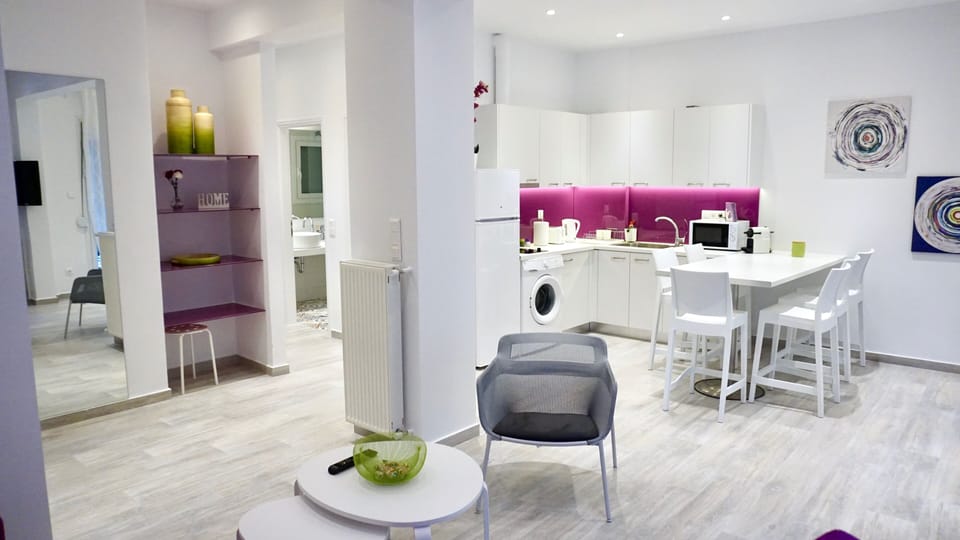 Superior Apartment, 2 Bedrooms, Kitchen | Living area | 36-inch TV with cable channels