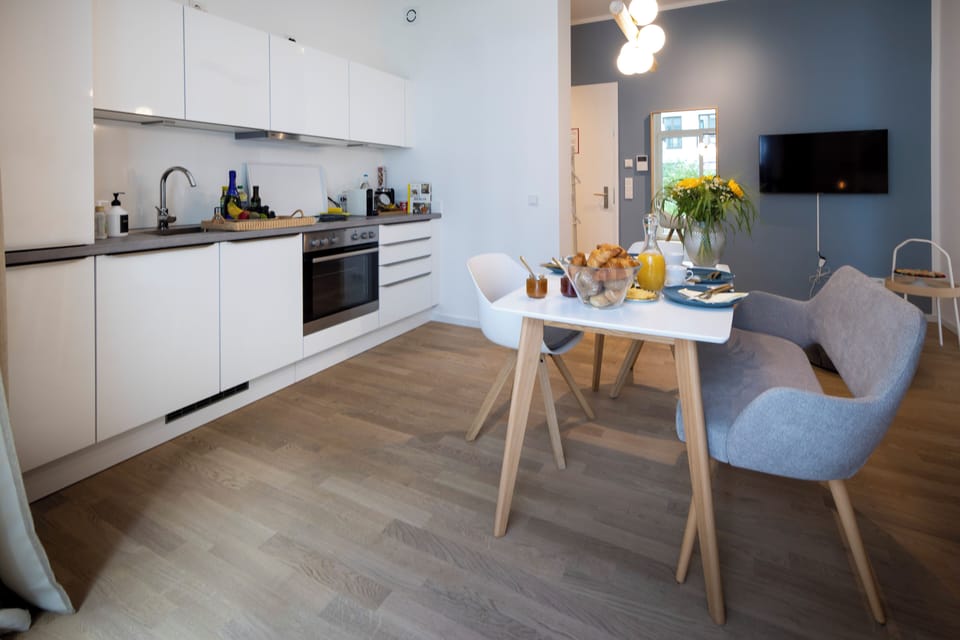 Luxury Apartment, 1 Bedroom, Patio | Living area | 46-inch LED TV with digital channels, Netflix, heated floors