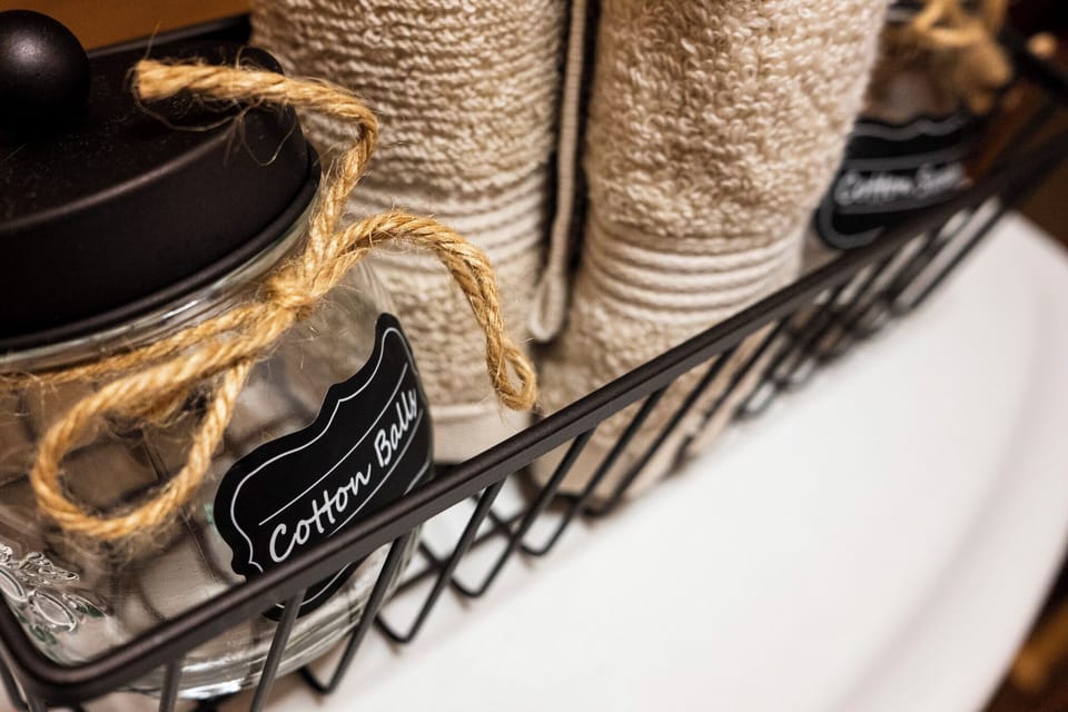 Functional yet decorative organization adds charm to the space.