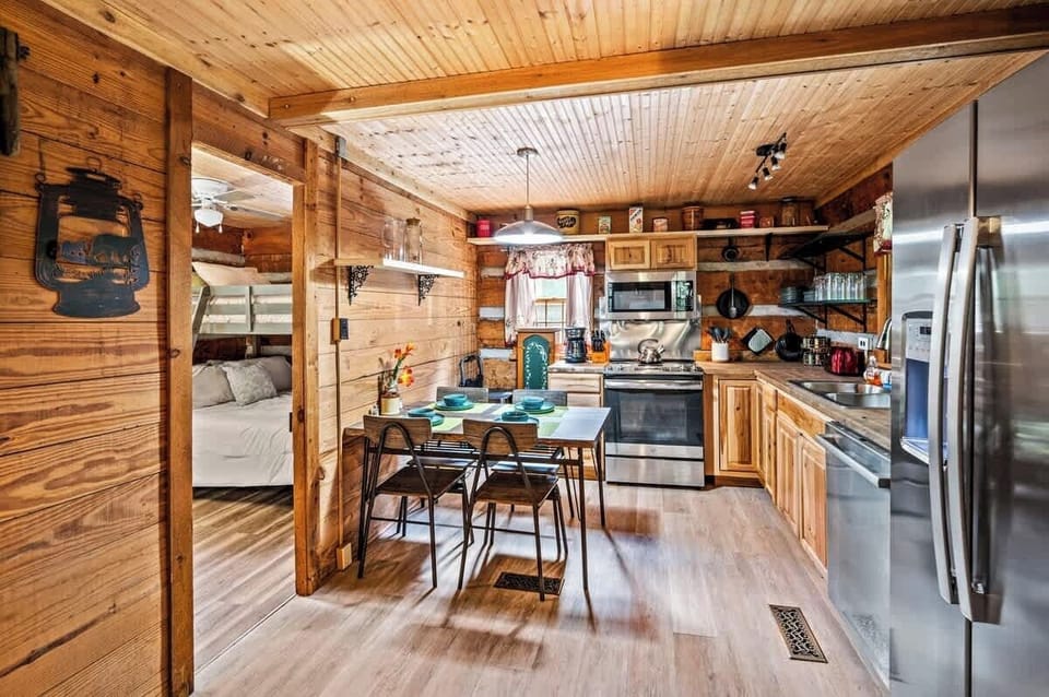 Dine in style with woodsy charm and all the modern appliances you need.