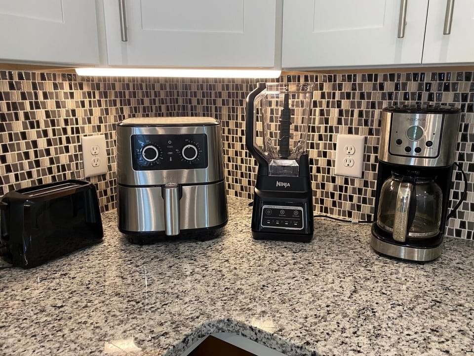 A fully stocked kitchen makes meal preparation a breeze.