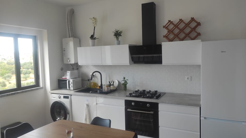 Fully equipped kitchen with view on the farm 